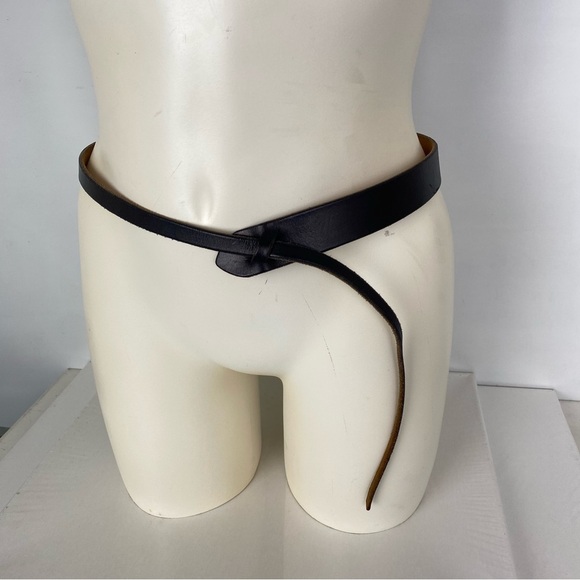 Unique Asymmetrical Black Leather Belt Thin Waist Statement Belt main image 6